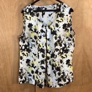 Kasper Size XL Black/White/Yellow Sleeveless Top